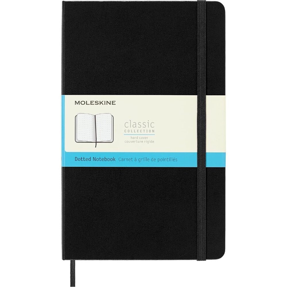 Classic Notebook, Large, Dotted, Black, Hard Cover 5 x 8.25